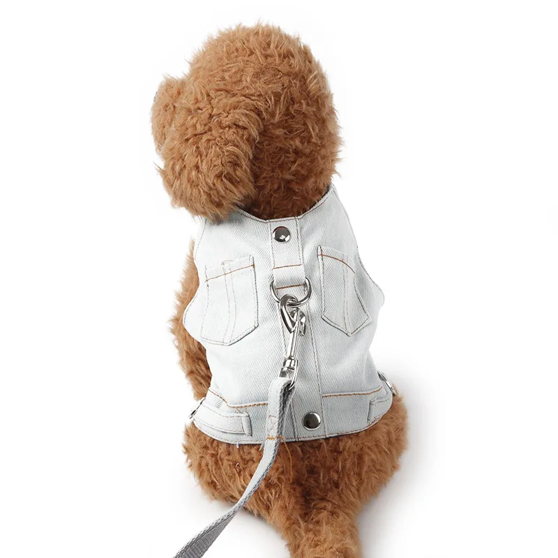 Джинсовая шлейка для кошек маленьких собак ступенчатая Регулируемая прочная