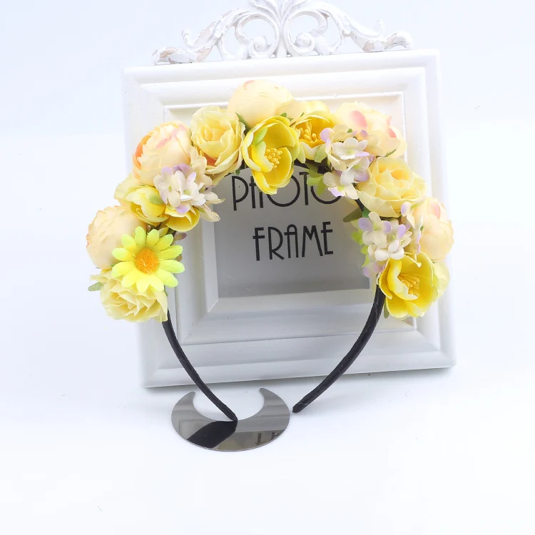 

8 colors Women Wedding Floral Crown Head Band Floral Head Wreath Flower Headband Bridesmaid Bridal Garland Forehead Hair Band