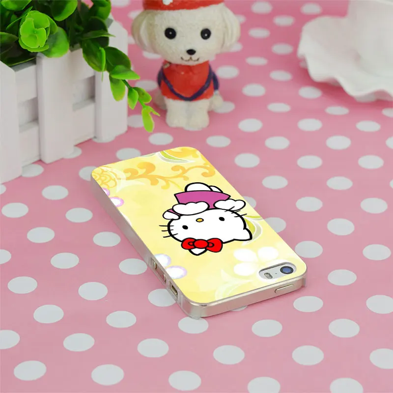 B1671 Hello Kitty Прозрачный Жесткий Тонкий Case Cover For Apple iPhone 4 4S 5 5S SE 5C 6 S Плюс s |