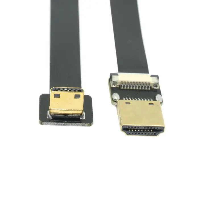Мини HDMI 90 градусов вниз угловой FPV Мужской к HDMI Мужской FPC плоский кабель для мультикоптера аэрофотосъемки