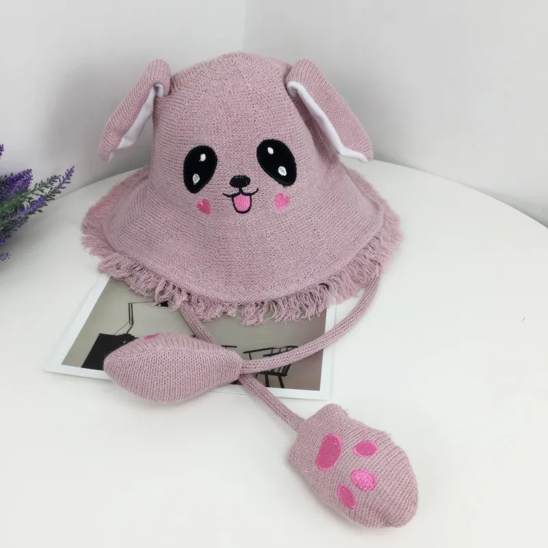 Light purple Модная детская подвижная шляпа с заячьими ушками, милая воздушная подушка, дышащая летняя кепка с бахромой, 7 цветов, для отдыха, для женщин, verano mujer - Цвет: Light purple