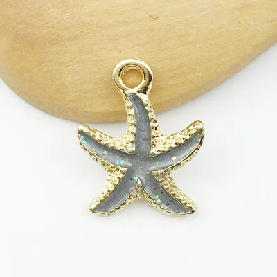 starfish gray 10 шт., морские эмалированные подвески в виде раковины, металлические цветные Подвески в виде морской звезды, подвески с маслом, DIY Браслеты, аксессуары, серьги, MakingYZ034 - Окраска металла: starfish gray