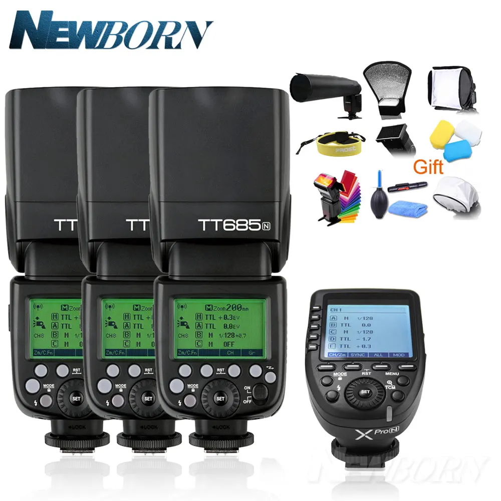 kit 5 Godox TT685N ttl камера вспышка 2,4 ГГц Высокая скорость 1/8000s GN60+ Xpro-N ttl беспроводной передатчик для Nikon D7500 D850 D500 D4+ подарок - Цвет: kit 5