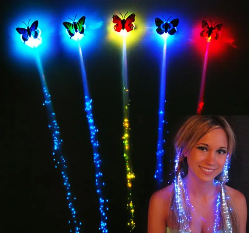 New 2016 Flash LED Hair Women Girl Braid Clip Butterfly Hairpin Decor For Party Dance Gift