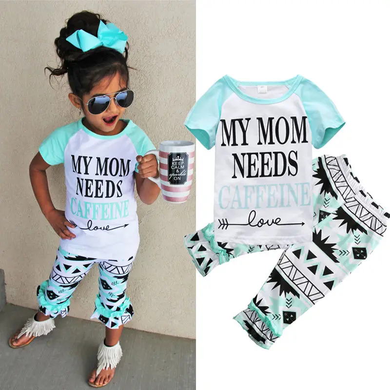 Комплект одежды для маленьких девочек футболка + длинные штаны комплект из 2