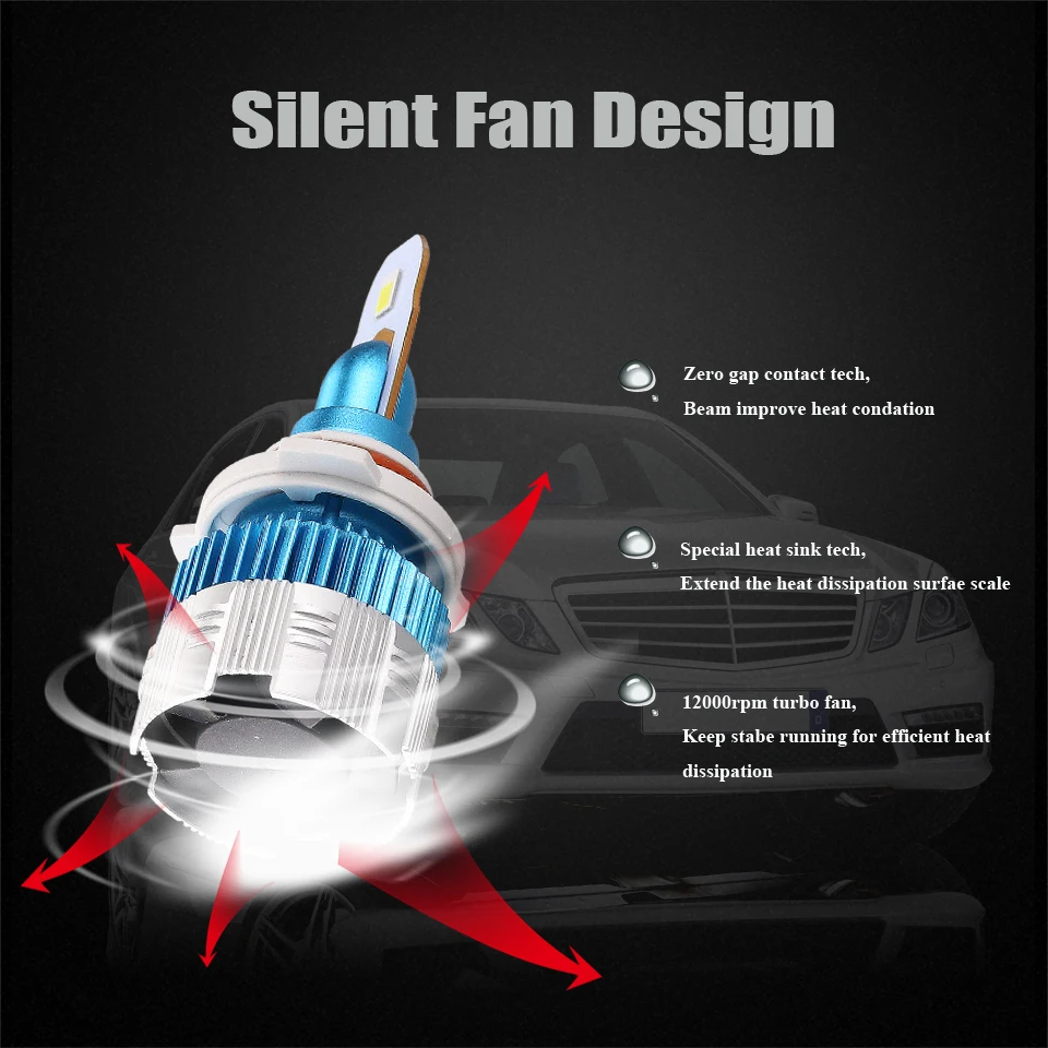 Anmingpu 2x Mi2 9005 9006 светодиодный фонарь H4 H7 H1 H3 6000K 50 Вт 8000LM 9005/HB3 9006/HB4 H8 H9 H11 Авто