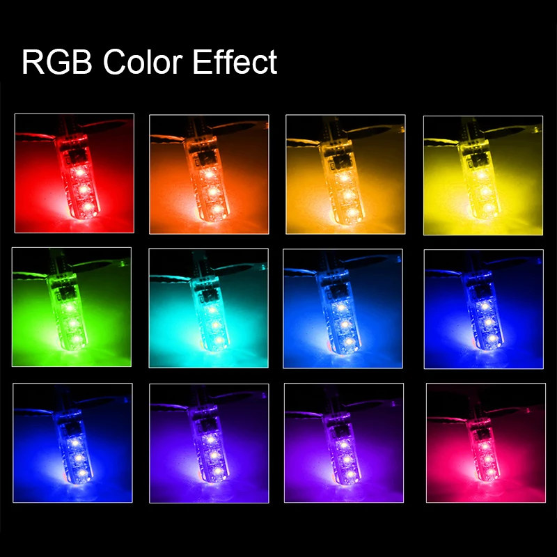 Светодиодные автомобильные лампы TPTOB T10 W5W RGB с пультом дистанционного управления