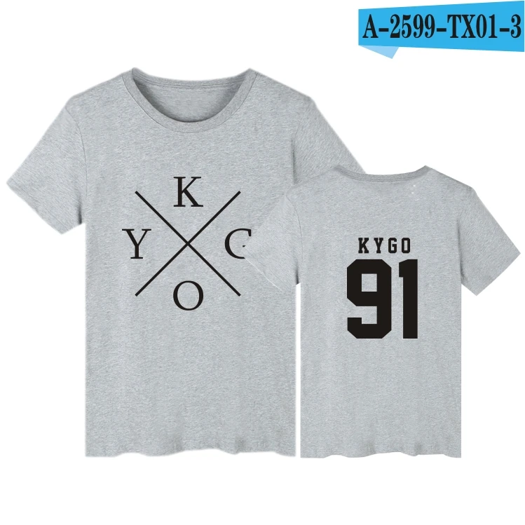 gray LUCKYFRIDAYF DJ Kygo Логотип Фан Клуб хлопковая футболка для мужчин с коротким рукавом хип хоп принт Повседневная футболка Homme мужские топы одежда - Цвет: gray