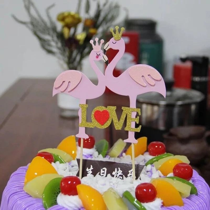 

10 pcs swan love cake topper wedding decoration happy birthday cake toppers
