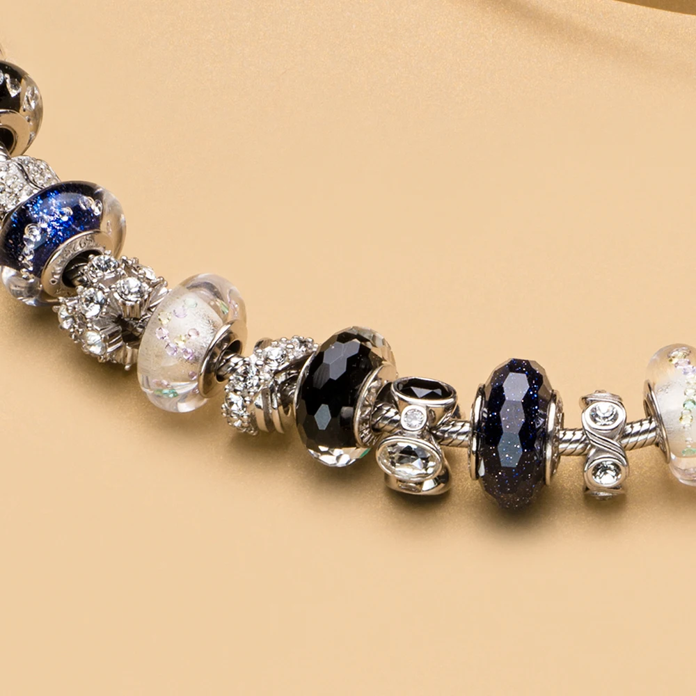 Браслет ATHENAIE из настоящего серебра 925 пробы с граненым сердечником