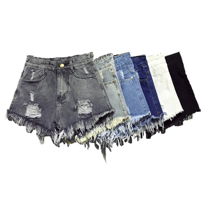 Женские джинсовые шорты G1028 новые модные рваные широкие трапециевидные большого