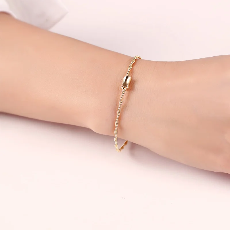 Новый AU750 Желтое золото Белое розовое браслет Модный милый счастливый 3 1g|rose gold
