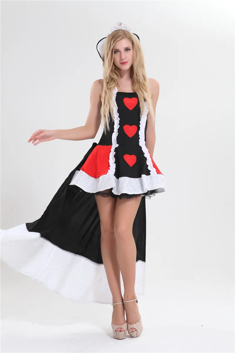 free shipping Ladies Queen of Hearts Fancy Dress Costume Alice in Wonderland Costumes | Тематическая одежда и униформа