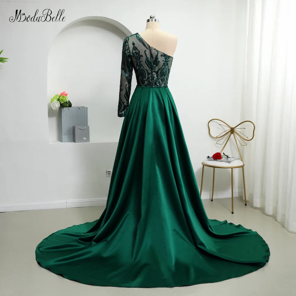Темно зеленые вечерние платья с блестками modabelle 2019 со съемной юбкой роскошное