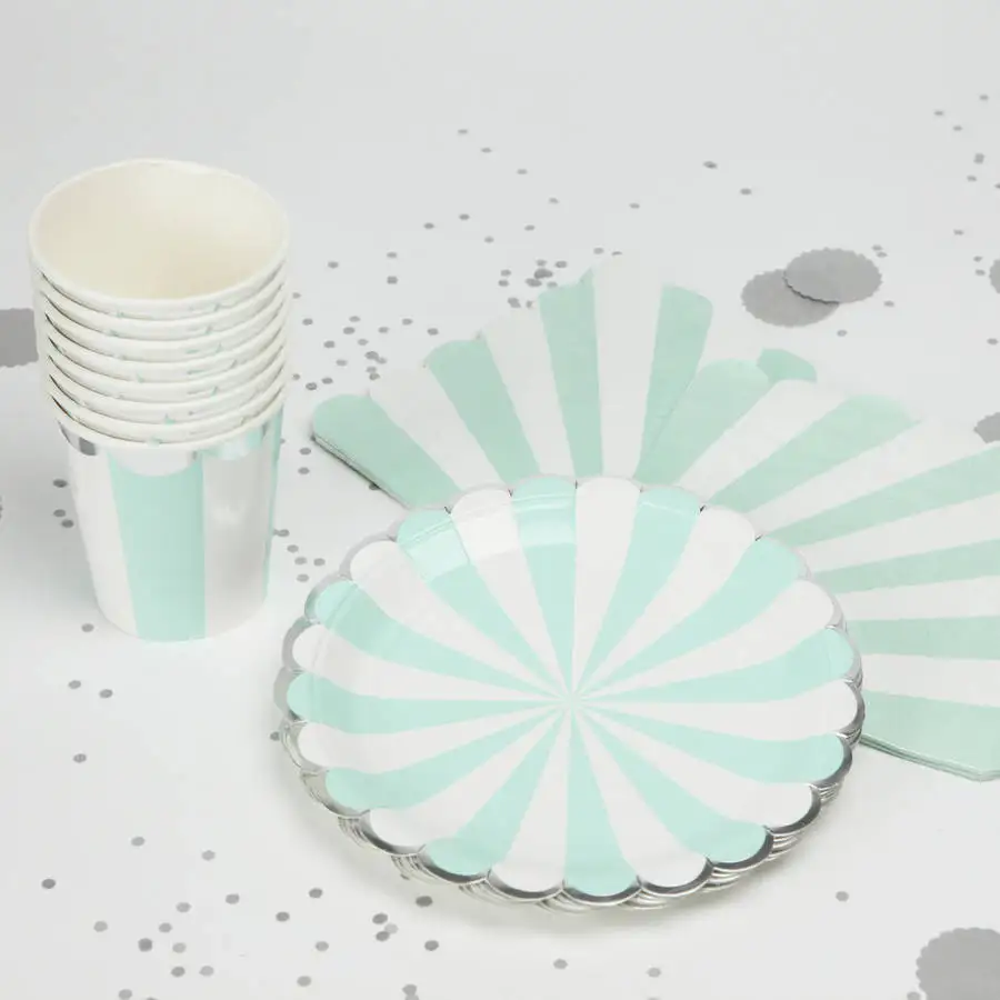 Набор серебряной посуды для украшения дня рождения и свадьбы одноразовые