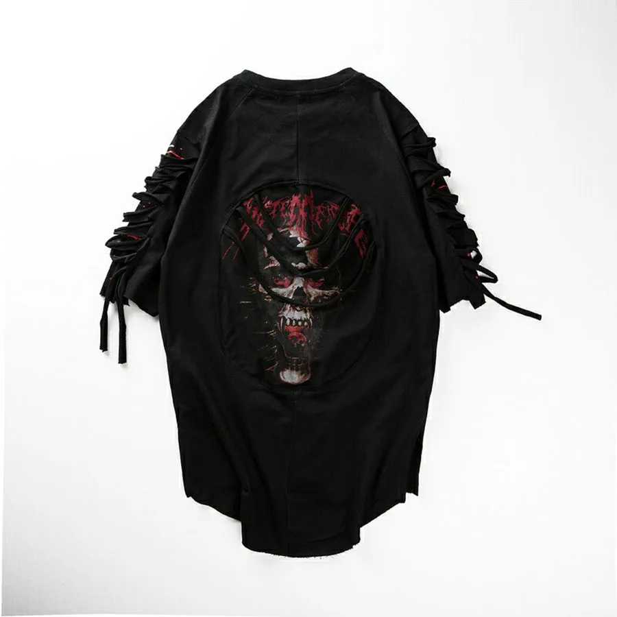 Рваные футболки для мужчин Панк Рок рейв футболка Psychedelic улица хип хоп Camisa Swag Rasgados