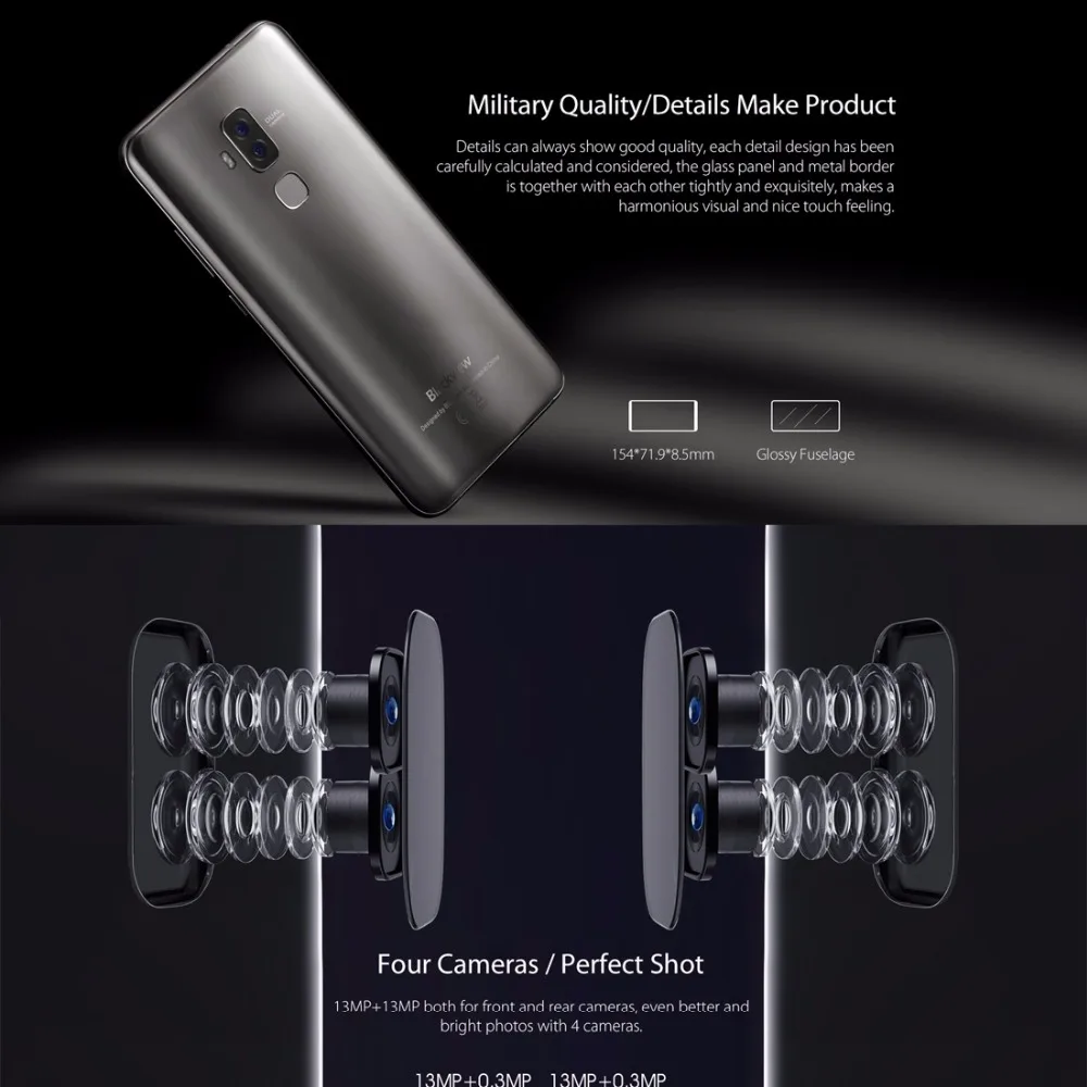 Blackview S8 четырьмя камерами 18:9 смартфон 4G RAM 64g ROM 5 7 дюймов mt6750t восемь ядер 1440*720 LTE
