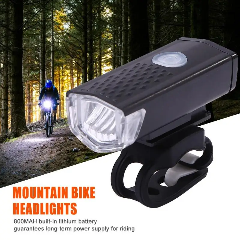 

ABS Mountain Bike Headlight USB Rechargeable Super Bright Night Riding Tool Bicycle Flashlight for Outdoor Camping Mountaineerin