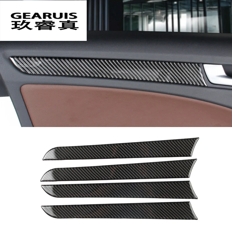 

Car styling Carbon Fiber Interior Handle Covers Trim Door Bowl Stickers decorative for Audi a4 B8 2009-2016 auto accessories