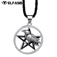mens silver black star crow witchcraft amulet pewter pendant with necklace jewelry lp300