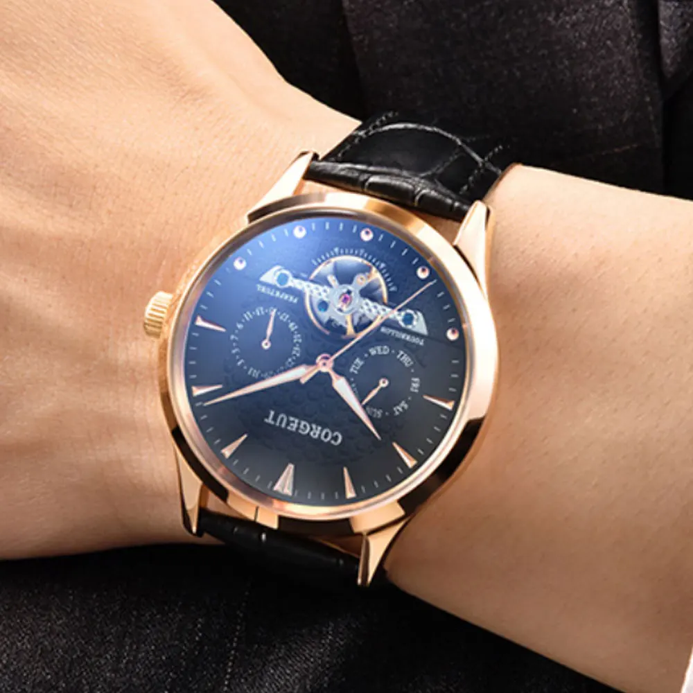 Relojes 2019 часы для мужчин Corgeut модные автоматические мужские розовое золото Топ