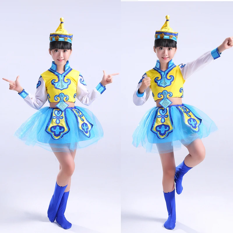 Детский костюм для китайских народных танцев Монголии этнические традиции
