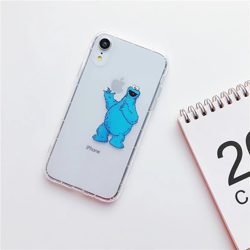 Мультяшная Милая Улица Сезам Элмо печенья чехол для iPhone X Xs max XR 6 S 7 8 plus губка детский воздушный прозрачный, мягкий чехол coque - Цвет: 1