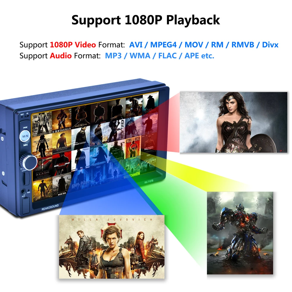 7157B 12 в автомобильный MP5 плеер Радио RDS два DIN 7 ''сенсорный экран 800*480 Bluetooth