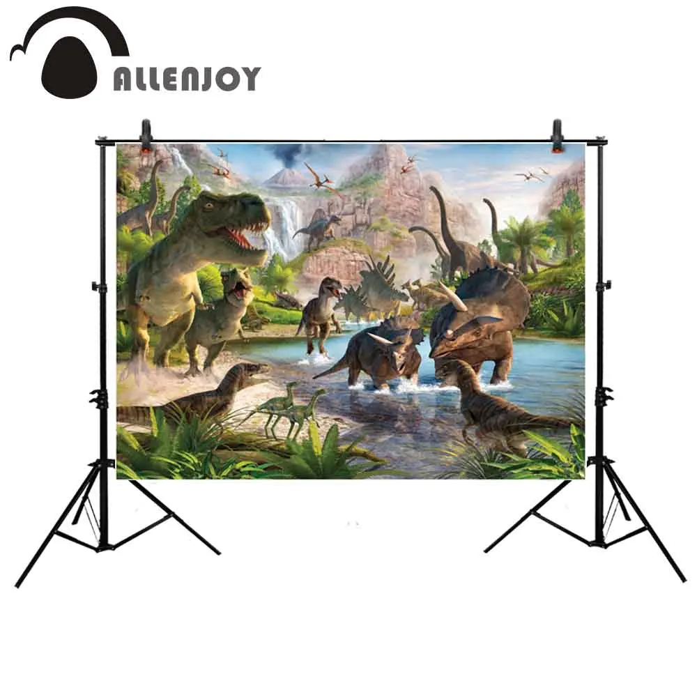 

Allenjoy party dinosaur background rainforest volcanic mountain forest children backdrop small size photocall photobooth