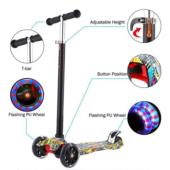 Цветной роллер самокат новинка 2019 алюминиевый сплав с регулируемой ручкой
