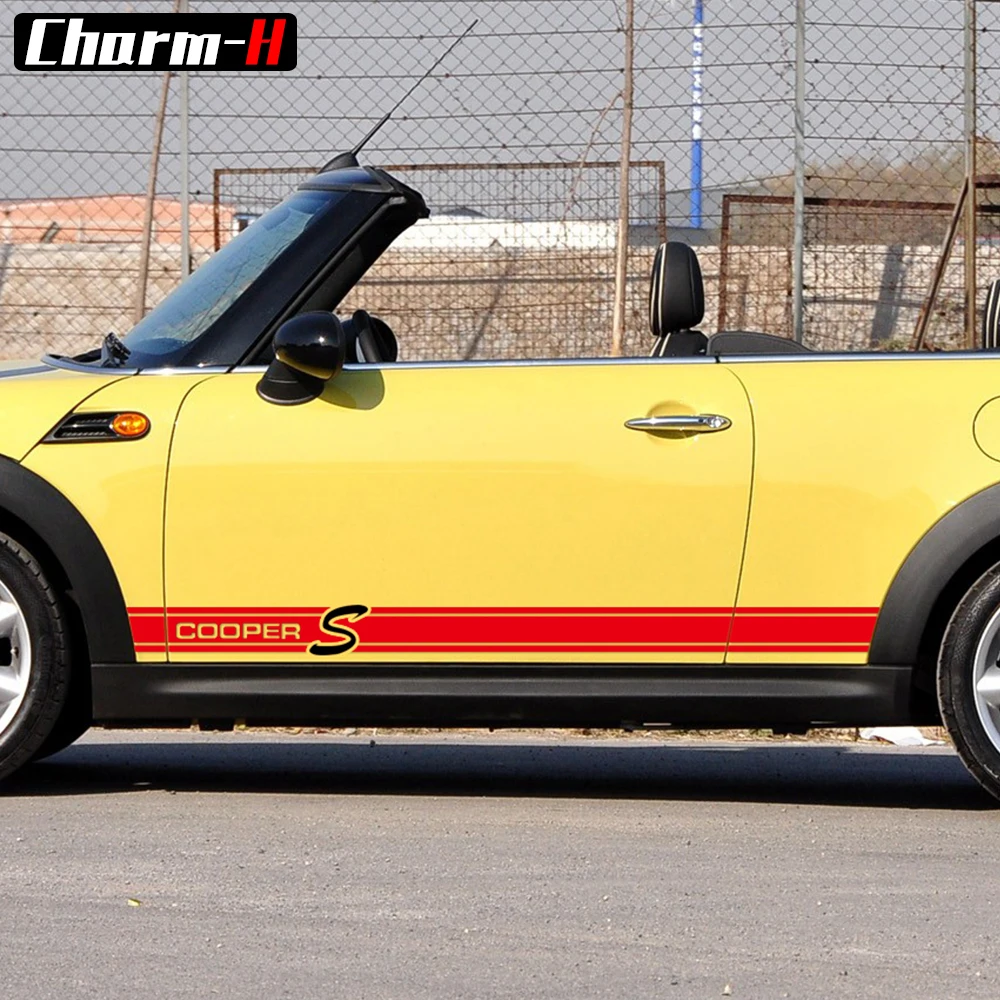 Автостайлинг наклейки в полоску с боковой юбкой для Mini Cooper S R56 R57 R58 R50 R52 R53 R59 R61