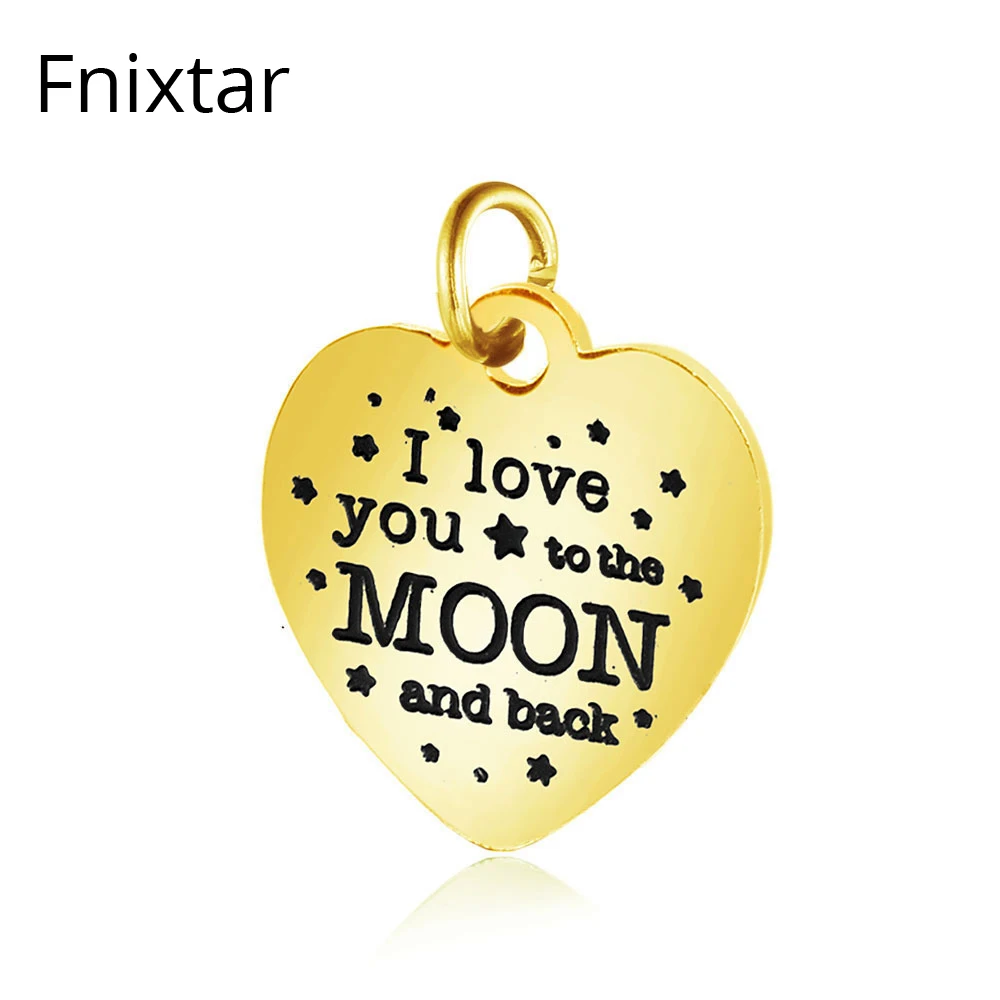 

Fnixtar Золото Цвет Нержавеющая сталь I Love You Подвески для изготовления ювелирных изделий браслет ювелирный аксессуар ручной работы 5 шт./лот