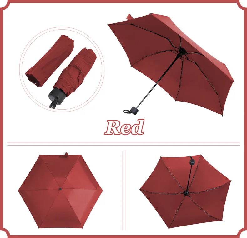 red 190g Super Light Mini Pocket Umbrella Rain Women Gift Men Umbrellas 5 Fold Parasol Girls Portable Kids Travel UMBRELLAS Paraguas - Цвет: red