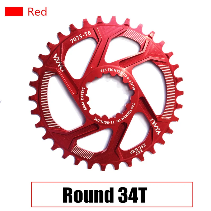 Red 34T Bicycle Chainring 30T 32T 34T 36T 38T Central Lock Narrow Wide Chainwheel For 170/175mm Crankset GXP XX1 X9 XO X01 CNC AL7075 - Цвет: Red 34T