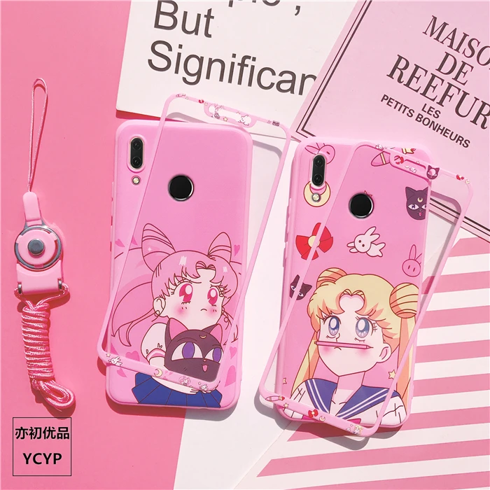 P30 pro милый чехол с принтом "Сейлор Мун"+ пленка для экрана из закаленного стекла чехол для huawei Nova4/3/3E/P20lite/P20 pro/P10/P10plus/Коврики 20/10