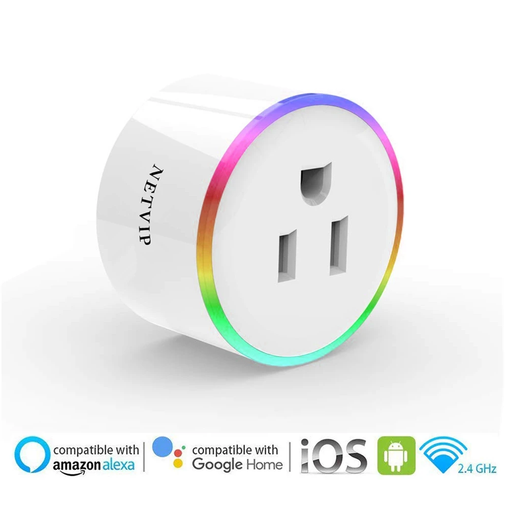 Умные розетки Wi Fi которые работают с Alexa Google Home Smart Outlete RGB светом не требуется