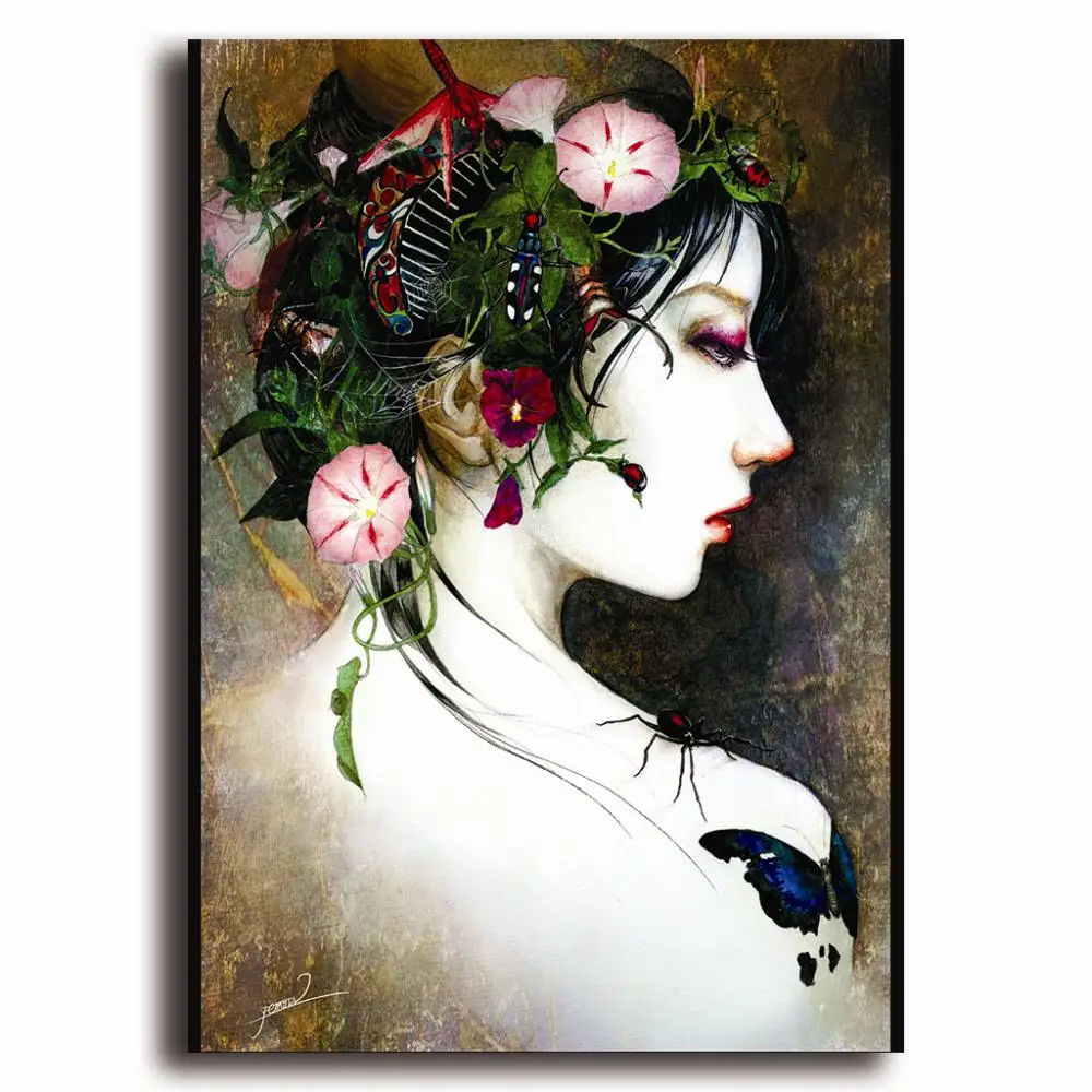 Декоративная картина в японском стиле грубый художественный постер Дамская