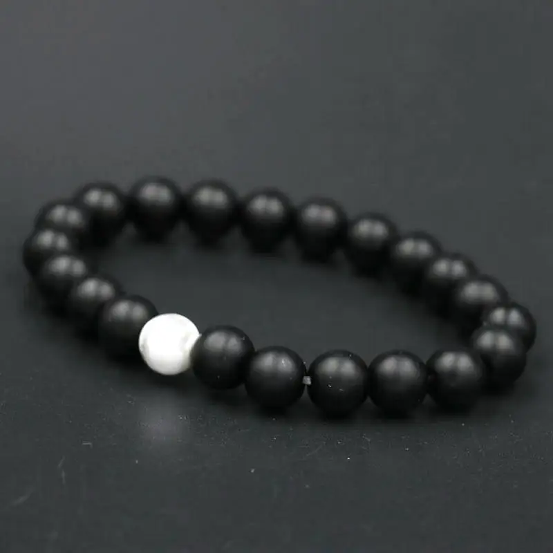 ANIILO Fashion White Black 8MM натуральный камень бирюзовый матовый лава камни бисер шарм