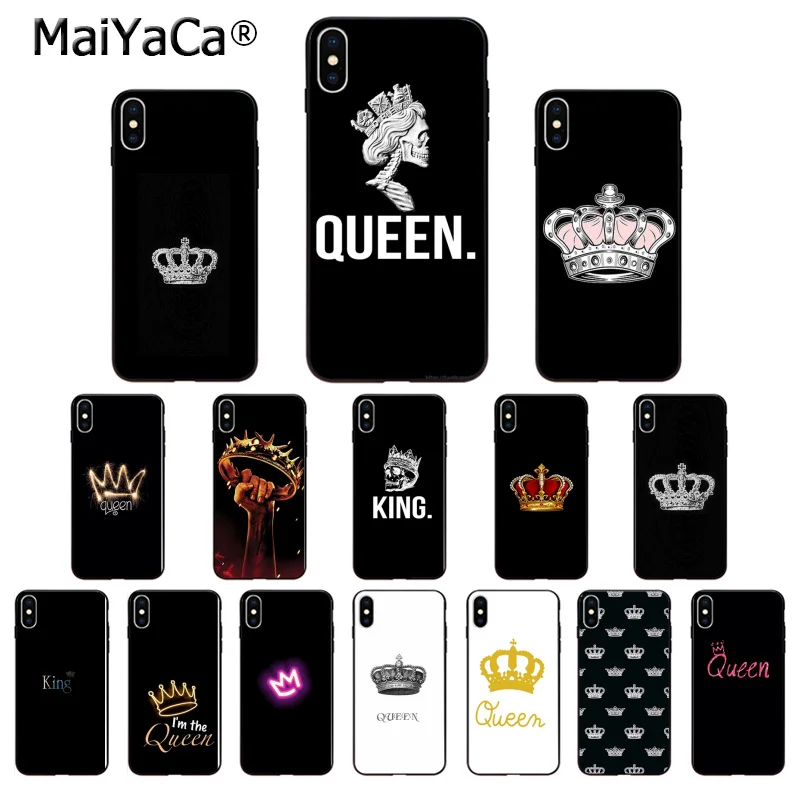 MaiYaCa корона король королева высокое качество телефонный чехол для iPhone X XS MAX 6 6S 7