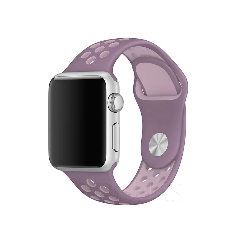 Силиконовый спортивный ремешок, цветной ремешок для Apple Watch, 44 мм, 42 мм, 40 мм, 38 мм, черный/Вольт браслет iwatch, серия 5, 4, 3, Ремешки для наручных часов - Цвет ремешка: VioletDust PlumFog