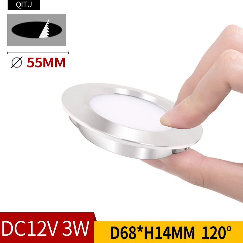 Точечный светодиодный ультра-тонкий 3W встраиваемые маленький LED-светильник downlight 12V кухня ванная комната зеркало фары Встроенный точечный светильник