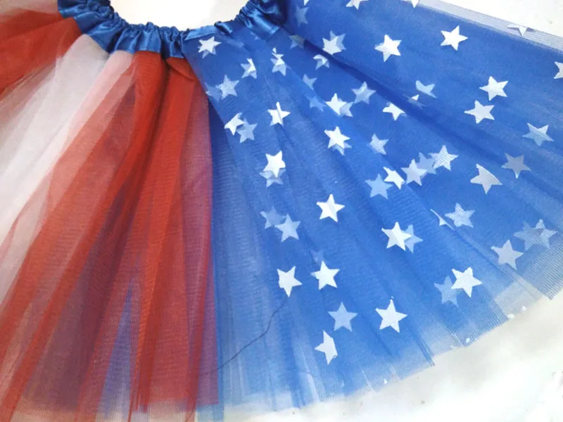 Детская юбка-пачка для девочек цвет красный белый королевский синий на 4 июля