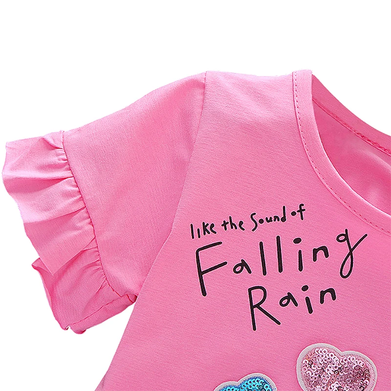 Летняя хлопковая Футболка с рисунком для маленьких девочек топы блузки Детские