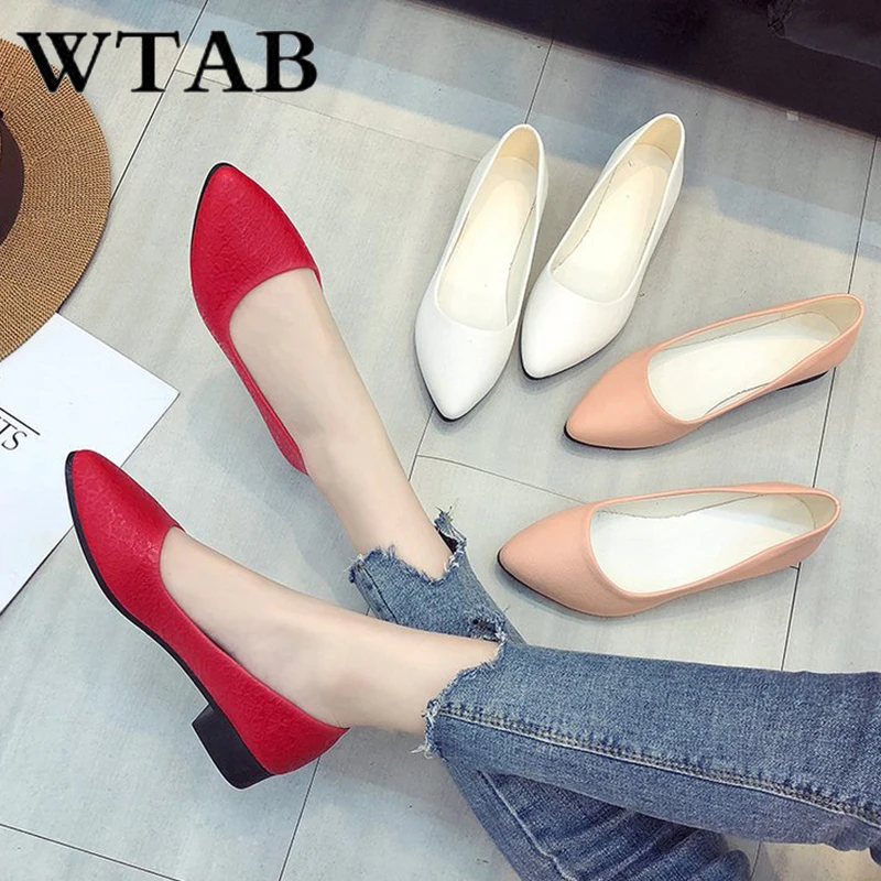 Женские туфли на плоской подошве WTAB повседневные однотонные из искусственной