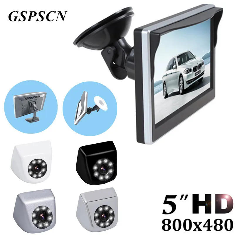 GSPSCN Car 5 inch Rear View Monitor Dual-purpose Bracket + Reverse Frontview/Rearview Cameras Waterproof Night Vision | Автомобили и