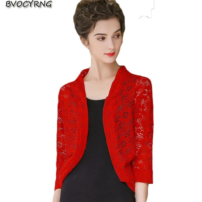 

Seven-point sleeve cloak jacket lace short outside take 2019 new small shawl female Spring and summer wild thin coat female