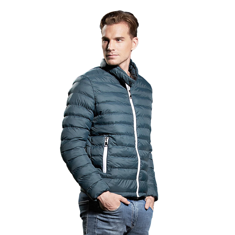COUTUDI Autumn Winter Light Quilted Jacket Men Cotton Padded Jackets w/ Waterproof Zipper Men's Brand Clothing Warm Coat Parkas