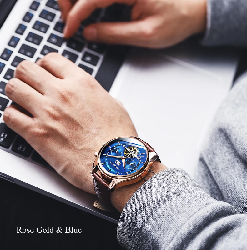 Мужские полностью автоматические механические часы Tourbillon роскошные модные