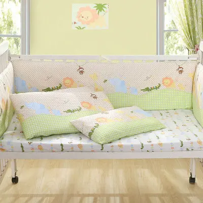 4pcs bumpers Обезьяна Жираф Лев хлопок мягкая детская кроватка бамперы Набор дышащий для новорожденных защитный забор Детские бамперы постельные принадлежности - Цвет: 4pcs bumpers