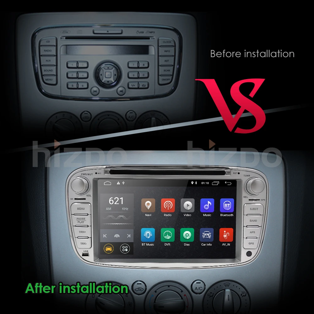 Автомобильный мультимедийный плеер Android 9 0 GPS 2 Din dvd-плеер для FORD/Focus/S-MAX/Mondeo/C-MAX/Galaxy
